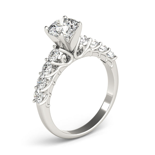 Single Row Shared Prong Engagement Ring