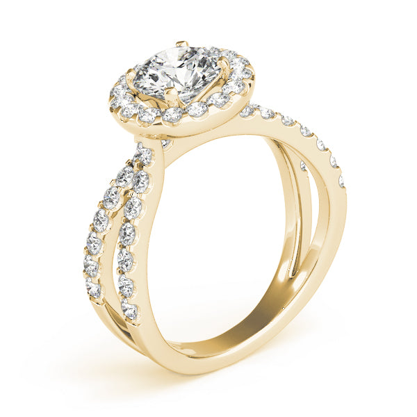 Split Shank Halo Round Engagement Ring