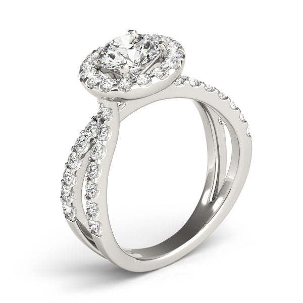 Split Shank Halo Round Engagement Ring