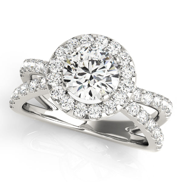 Split Shank Halo Round Engagement Ring