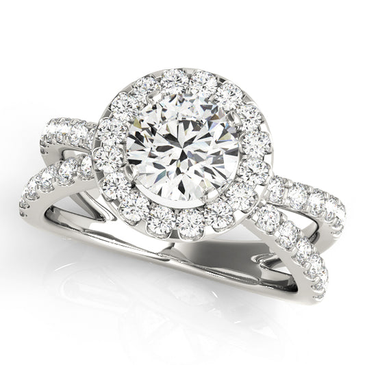 Split Shank Halo Round Engagement Ring
