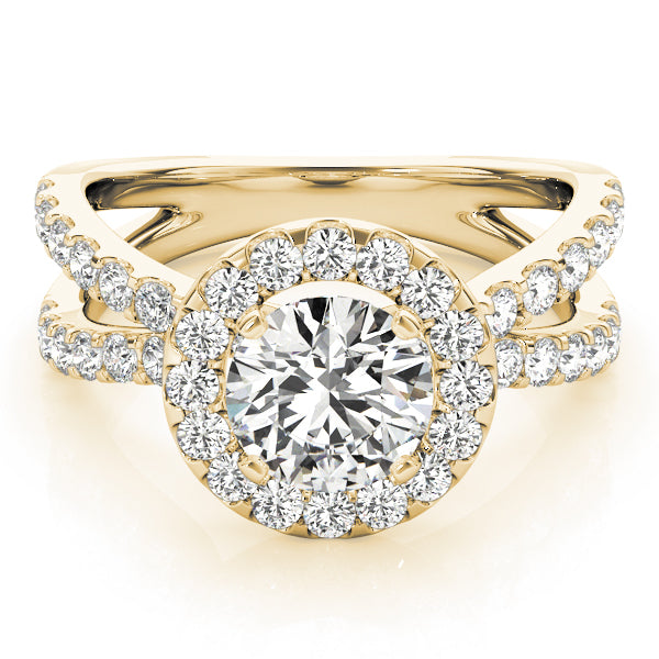 Split Shank Halo Round Engagement Ring