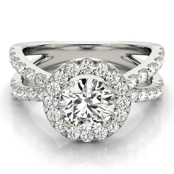 Split Shank Halo Round Engagement Ring
