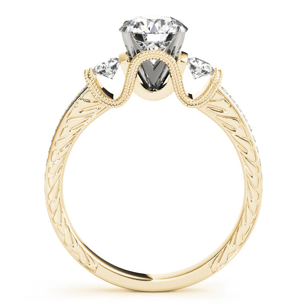 3-Stone Milgrain Round Engagement Ring