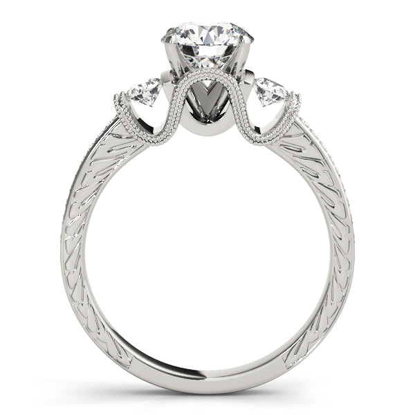 3-Stone Milgrain Round Engagement Ring