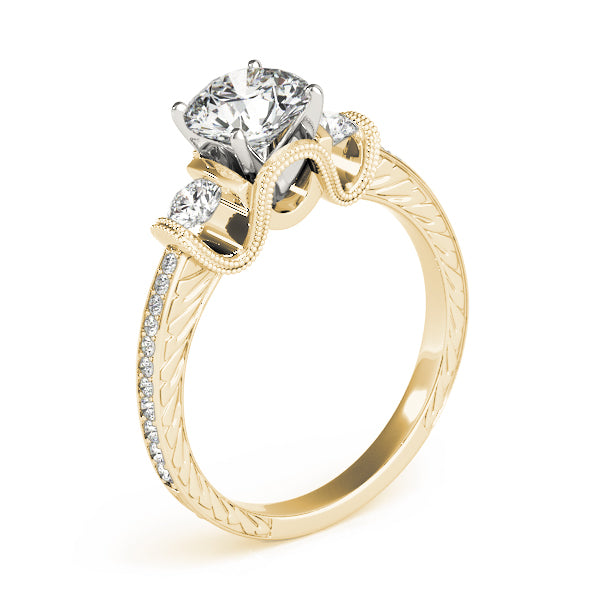 3-Stone Milgrain Round Engagement Ring
