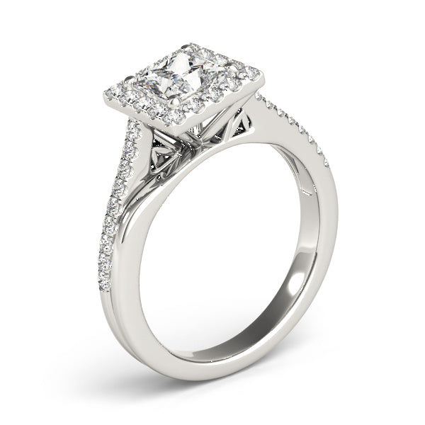 Split Prong Cushion Halo Engagement Rings