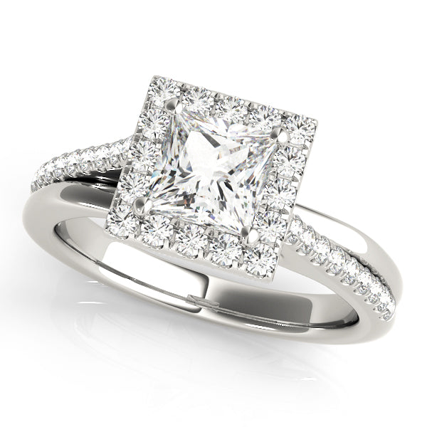 Split Prong Cushion Halo Engagement Rings