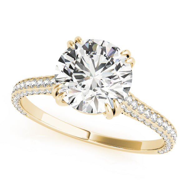 Multirow Double Prong Cathedral Engagement Ring