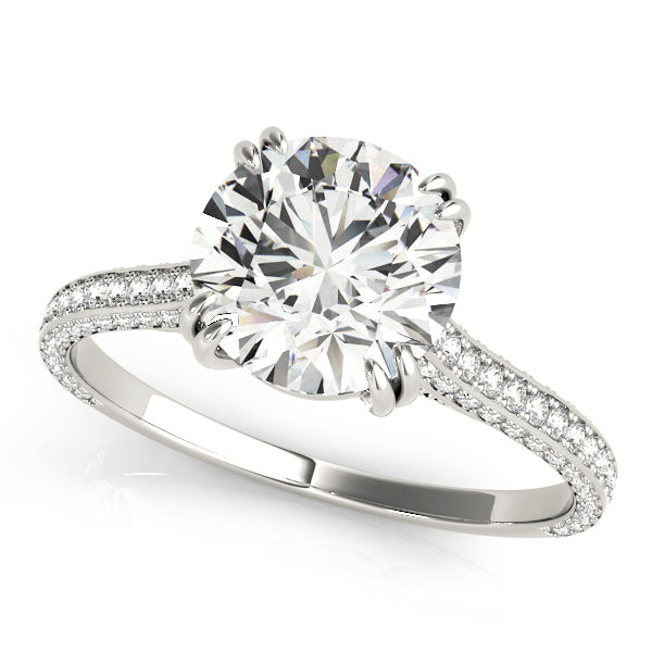 Multirow Double Prong Cathedral Engagement Ring