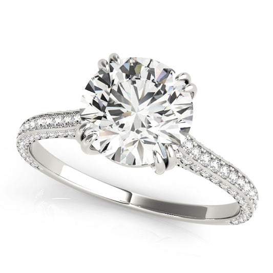 Multirow Double Prong Cathedral Engagement Ring