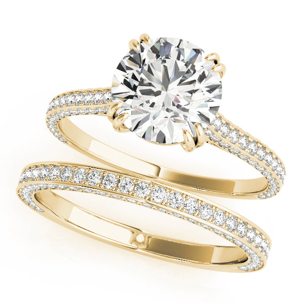 Multirow Double Prong Cathedral Engagement Ring