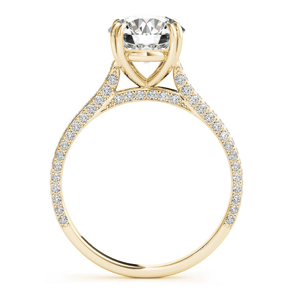 Multirow Double Prong Cathedral Engagement Ring