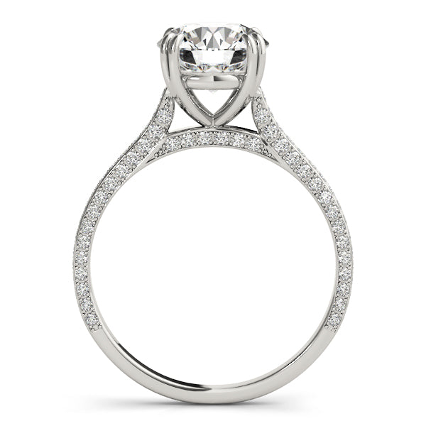 Multirow Double Prong Cathedral Engagement Ring