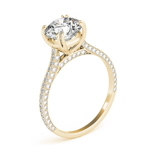 Multirow Double Prong Cathedral Engagement Ring