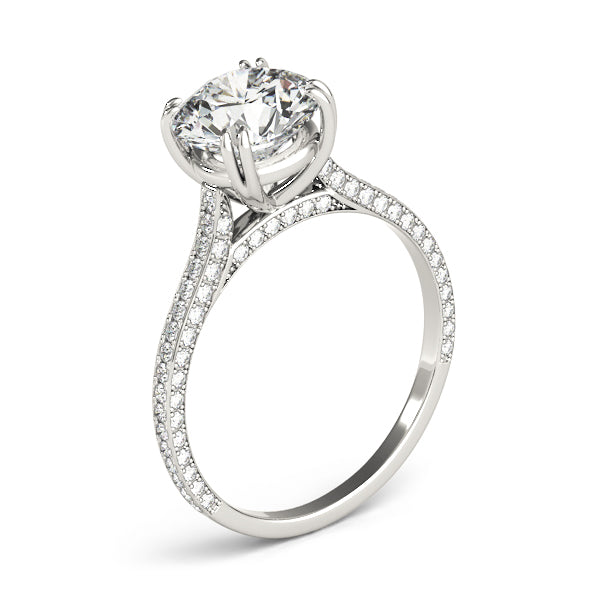 Multirow Double Prong Cathedral Engagement Ring