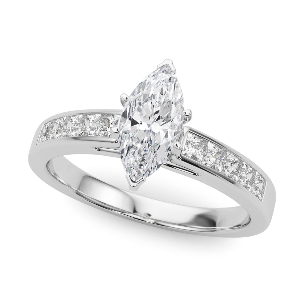 Channel Set Princess-Cut Solitaire Engagement Rings