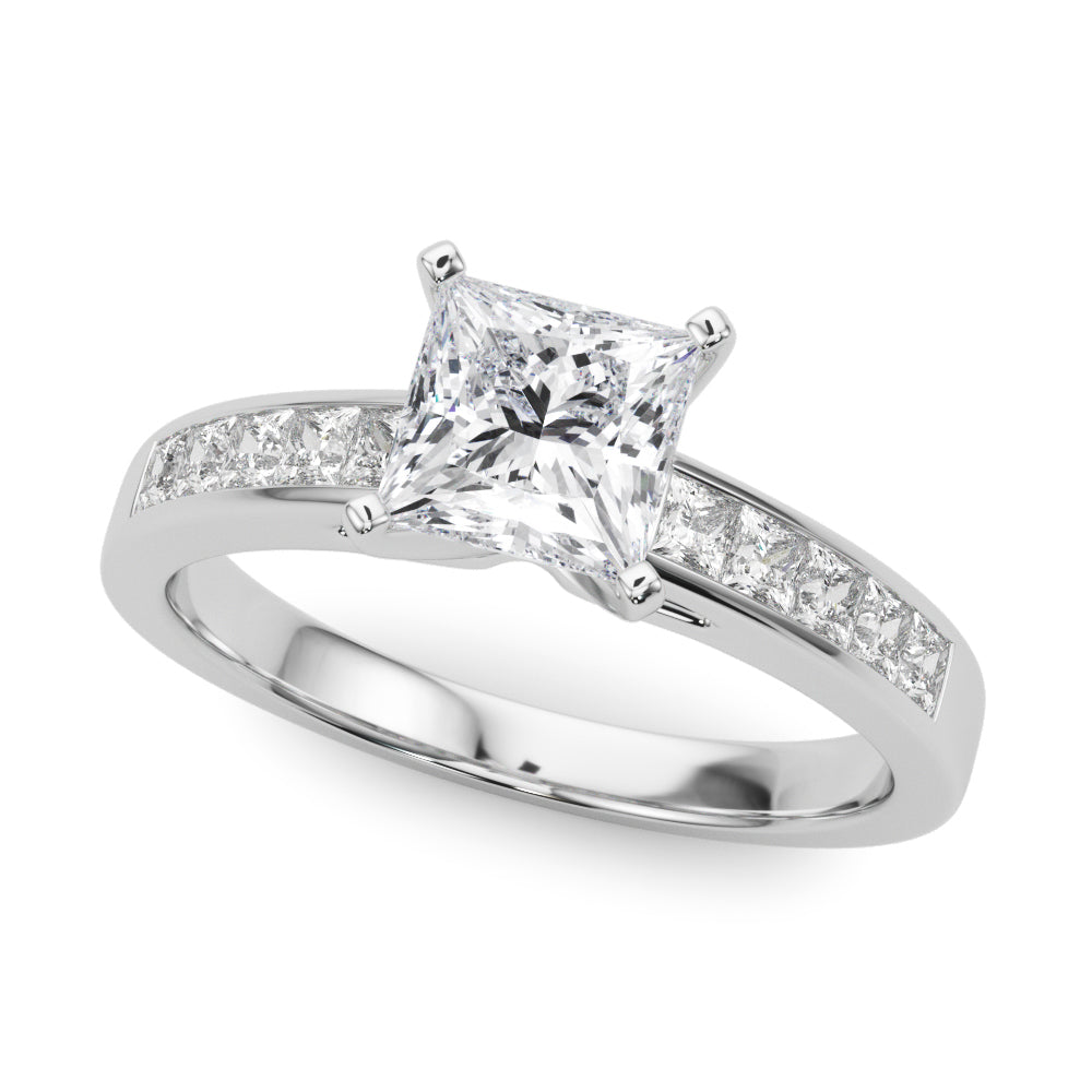 Channel Set Princess-Cut Solitaire Engagement Rings