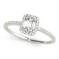 Single Row Halo Emerald Cut Engagement Ring