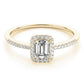 Single Row Halo Emerald Cut Engagement Ring