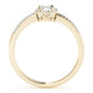 Single Row Halo Emerald Cut Engagement Ring
