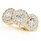 3-Stone Bezel Set Milgrain Halo Engagement Ring