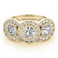 3-Stone Bezel Set Milgrain Halo Engagement Ring