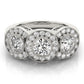 3-Stone Bezel Set Milgrain Halo Engagement Ring
