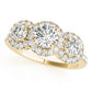 3-Stone Halo Split Prong Engagement Ring