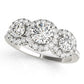 3-Stone Halo Split Prong Engagement Ring
