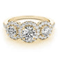 3-Stone Halo Split Prong Engagement Ring