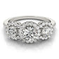 3-Stone Halo Split Prong Engagement Ring