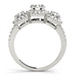 3-Stone Halo Split Prong Engagement Ring