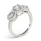 3-Stone Halo Split Prong Engagement Ring