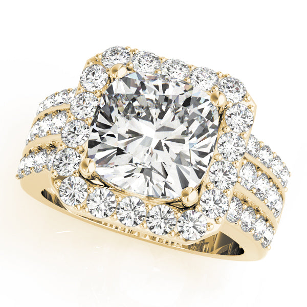 Multirow Halo Engagement Ring