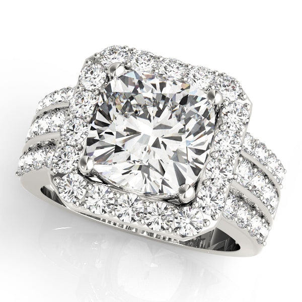 Multirow Halo Engagement Ring