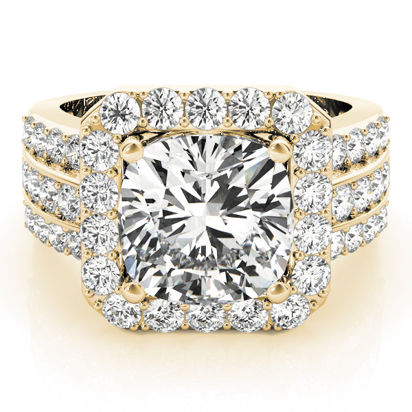 Multirow Halo Engagement Ring