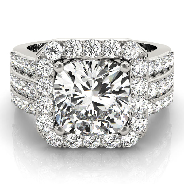 Multirow Halo Engagement Ring