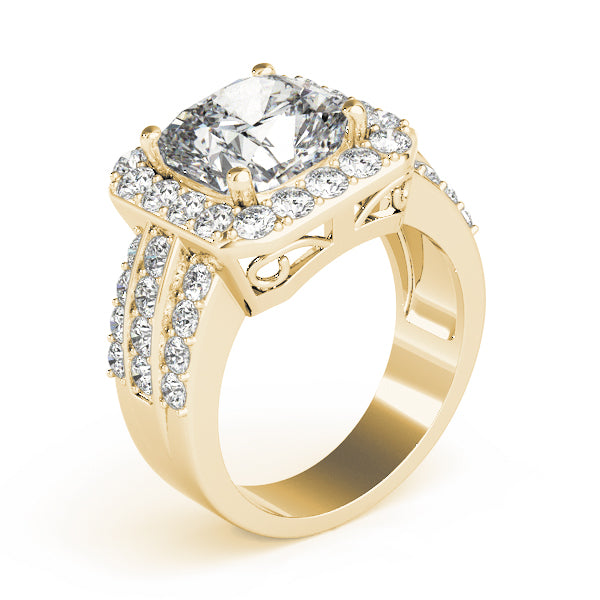 Multirow Halo Engagement Ring