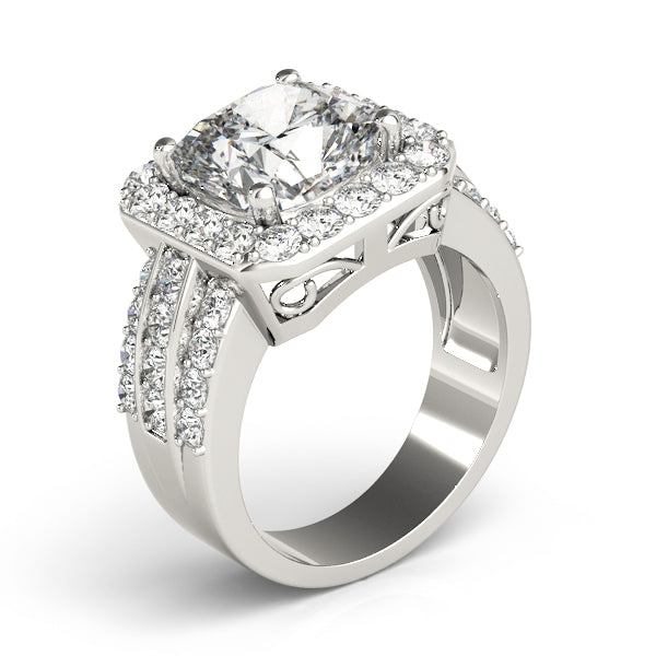Multirow Halo Engagement Ring