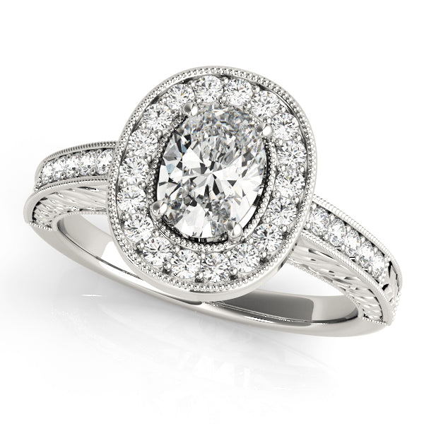 Oval Shaped Milgrain Filigree Engagement Rings