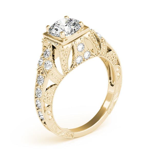Antique Milgrain Round Engagement Ring