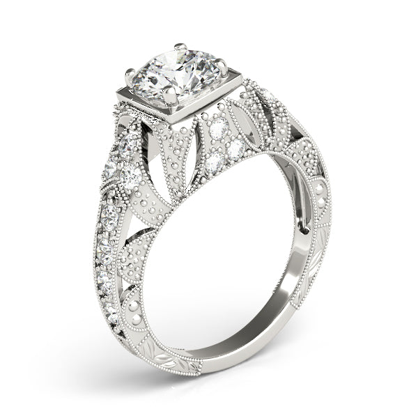Antique Milgrain Round Engagement Ring