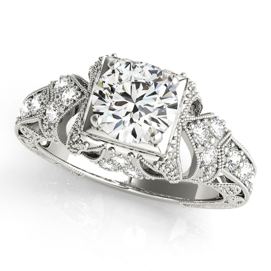 Antique Milgrain Round Engagement Ring