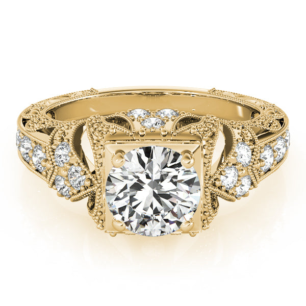 Antique Milgrain Round Engagement Ring