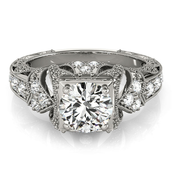 Antique Milgrain Round Engagement Ring