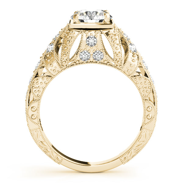 Antique Milgrain Round Engagement Ring