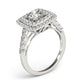 Single Row Double Halo U-Prong Engagement Rings