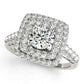 Single Row Double Halo U-Prong Engagement Rings