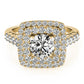 Single Row Double Halo U-Prong Engagement Rings